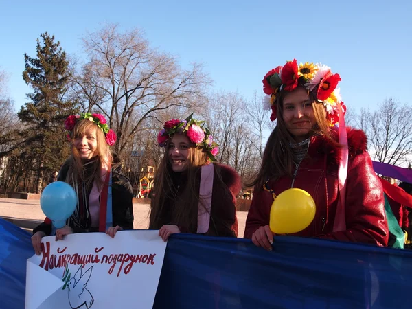 Anty-war rally in Lugansk — Stock Photo, Image