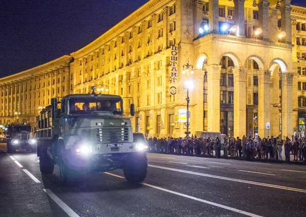 Military parade rehearsal in Kiev — Stock Photo, Image