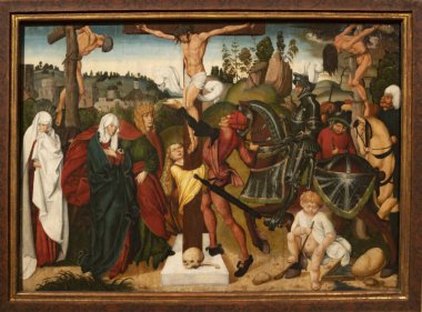 Çarmıha germe, Aggsbach Sunağı 'ndan Kanat resimleri, 1501, Jorg Breu (c 1475 / 14780 - 1537), Germanisches Nationamuseum, Nurnberg, Almanya. Sergi Durer Çağı, Avusturya Belvedere Müzesi 'nin Rönesans Kapısı' nda