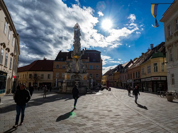 Baden Bei Wien Österreich November 2021 Pestsäule Auf Dem Hauptplatz — Stockfoto