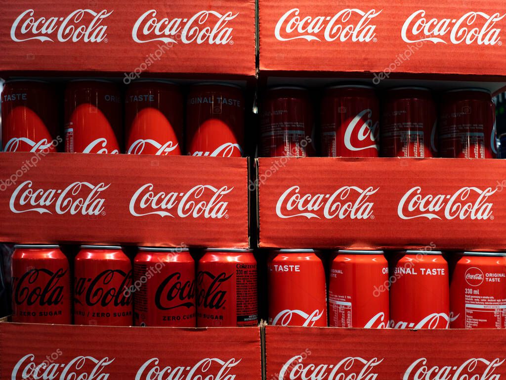 Gdansk, Poland - Decamber 2, 2021: Coca-Cola soft drink in the store