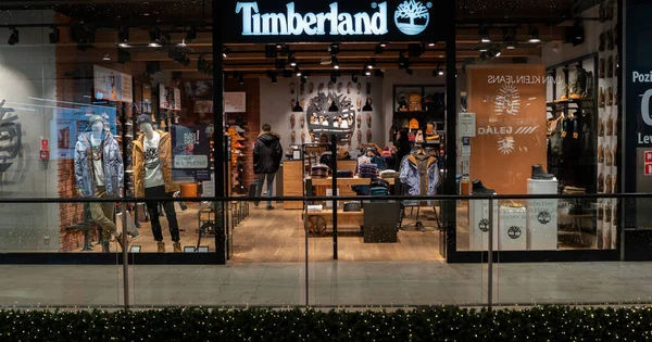 Gdansk Polen December 2021 Amerikaans Kledingbedrijf Timberland Store Gevestigd Het — Stockfoto