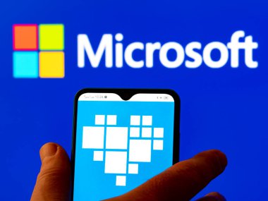 Kiev, Ukraine - January 8, 2022: In this photo illustration Microsoft Band logo seen displayed on a smartphone