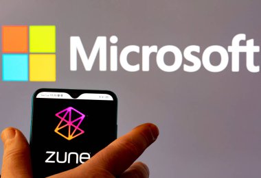 Kiev, Ukraine - January 8, 2022: In this photo illustration Microsoft Zune logo seen displayed on a smartphone