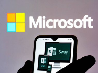 Kiev, Ukraine - January 10, 2022: In this photo illustration Microsoft Sway logo seen displayed on a smartphone