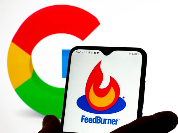 Kiev Ukraine January 2022 Photo Illustration Google Feedburner Logo Seen — Fotografie, imagine de stoc