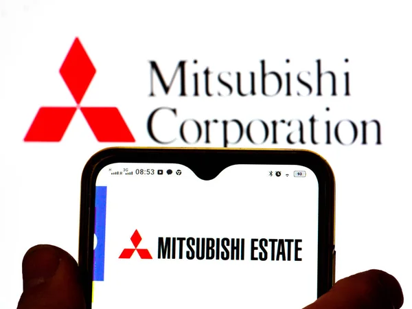 Kiev Ucrânia Fevereiro 2022 Nesta Foto Ilustração Logotipo Mitsubishi Estate — Fotografia de Stock