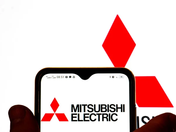 Kiev Ucrânia Fevereiro 2022 Nesta Foto Ilustração Logotipo Mitsubishi Electric — Fotografia de Stock