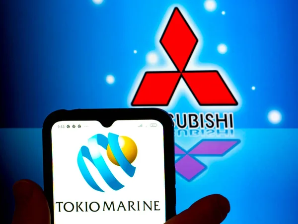 Kiev Ucrânia Fevereiro 2022 Nesta Foto Ilustração Logotipo Tokio Marine — Fotografia de Stock