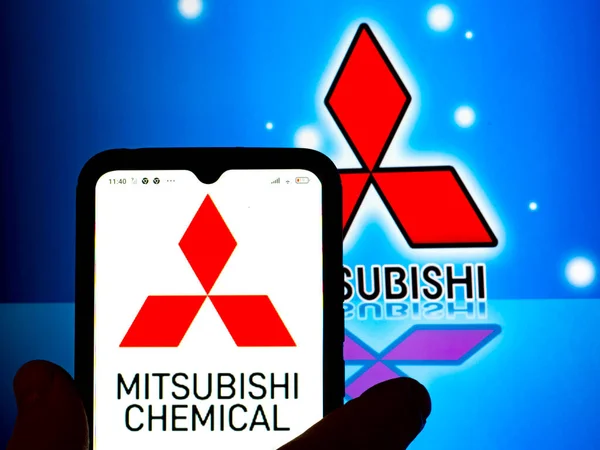 Kiev Ucrânia Fevereiro 2022 Nesta Foto Ilustração Logotipo Mitsubishi Chemical — Fotografia de Stock