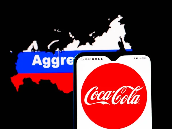 Kiev Ukraine March 2022 Photo Illustration Coca Cola Logo Displayed — Stock Photo, Image
