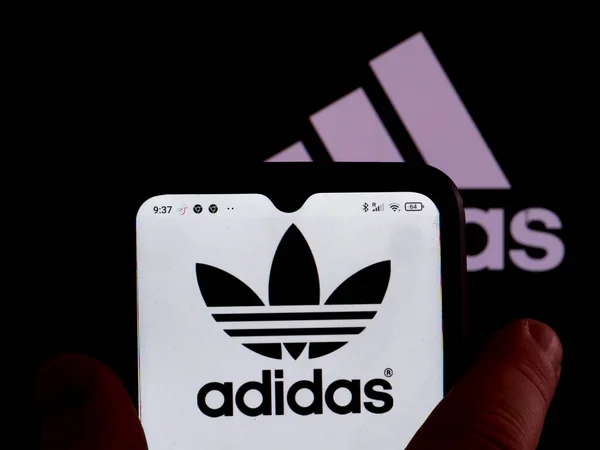 Germany March 2022 Photo Illustration Adidas Logo Displayed Smartphone Screen — Stock Photo, Image