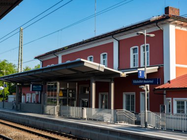 Vilshofen Vilshofen on the Danuba, Bavaria, Germany - May 3, 2022: The building of the Vilshofen (Niederbay) railway station