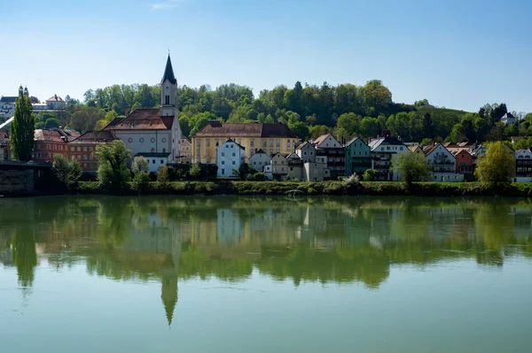 View City Passau River Inn Bavaria Germany — стоковое фото