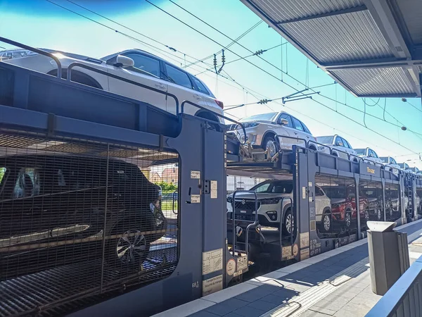 Vilshofen Danuba Bavaria Germany May 2022 Railway Train Suzuki Cars — Stok fotoğraf