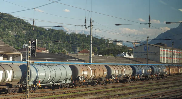 Salzburg Ausatria August 2022 Freight Tanks Railway Station — Stock Photo, Image
