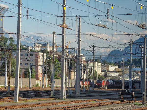 Salzburg Ausatria August 2022 Freight Railway Station Salzburg — Stock Photo, Image