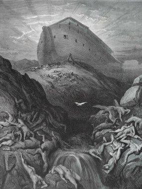 Kumrunun Gönderilmesi. Illustration by Gustave Dore from the third edition of the Bible translated by Ludwig Philippson, 1870, Stuttgart, Germany. Orijinal çizimler 1850-1853 döneminde yapılmıştır..