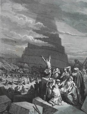 Churmban 'dan Babilon' a. Illustration by Gustave Dore from the third edition of the Bible translated by Ludwig Philippson, 1870, Stuttgart, Germany. Orijinal çizimler 1850-1853 döneminde yapılmıştır..