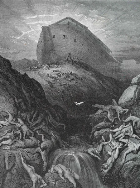 Sending Dove Illustration Gustave Dore Third Edition Bible Translated Ludwig — Stock Photo, Image