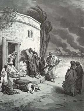Esther bayılıyor. Illustration by Gustave Dore from the third edition of the Bible translated by Ludwig Philippson, 1870, Stuttgart, Germany. Orijinal çizimler 1850-1853 döneminde yapılmıştır..