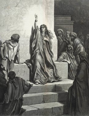 Debara 'nın Zafer Şarkısı. Illustration by Gustave Dore from the third edition of the Bible translated by Ludwig Philippson, 1870, Stuttgart, Germany. Orijinal çizimler 1850-1853 döneminde yapılmıştır..