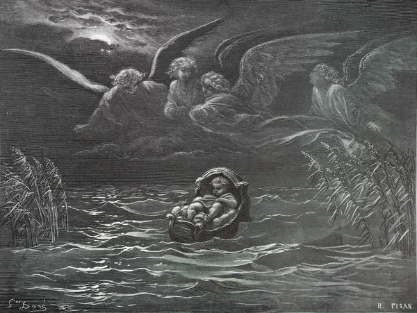 Múzsa Felfüggesztése Gustave Dore Illusztrációja Biblia Harmadik Kiadásából Ludwig Philippson — Stock Fotó
