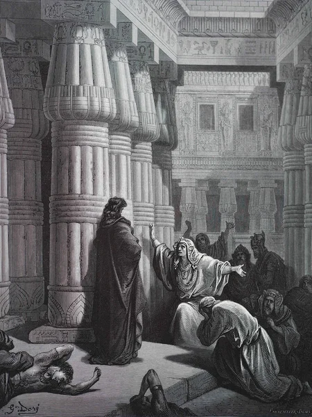 Farán Dice Moisés Que Abandone Egipto Ilustración Gustave Dore Tercera — Foto de Stock