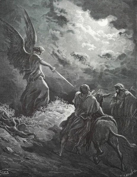 Осел Валаама Ілюстрація Гюстава Дора Третього Видання Біблії Перекладена Людвігом — стокове фото