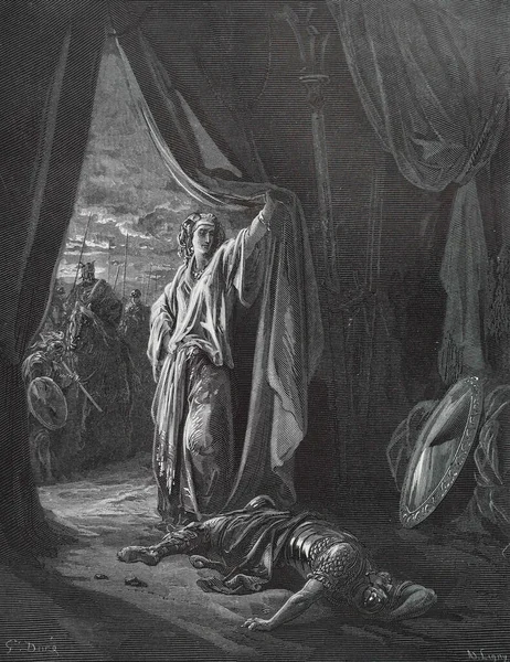 Joel (Jahel) ve Sissera (Sisara). Illustration by Gustave Dore from the third edition of the Bible translated by Ludwig Philippson, 1870, Stuttgart, Germany. Orijinal çizimler 1850-1853 döneminde yapılmıştır..