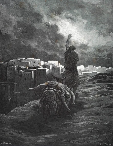 Ephraim Lidera Peido Mulher Ilustração Gustave Dore Terceira Edição Bíblia — Fotografia de Stock