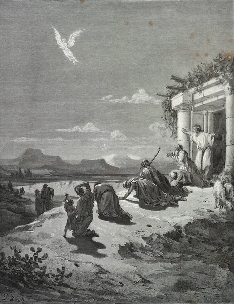 Cabias Family Sees Angel Raphael Disappear Illustration Gustave Dore Third — Stock Photo, Image