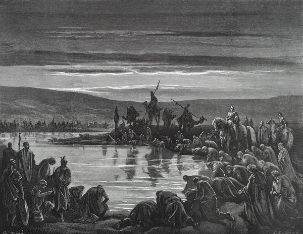 Choix Des Guerriers Gédéon Illustration Gustave Dore Tirée Troisième Édition — Photo