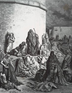 Kudüs Turnası. Illustration by Gustave Dore from the third edition of the Bible translated by Ludwig Philippson, 1870, Stuttgart, Germany. Orijinal çizimler 1850-1853 döneminde yapılmıştır..