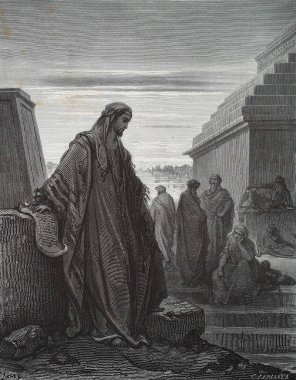 Daniel mi? Illustration by Gustave Dore from the third edition of the Bible translated by Ludwig Philippson, 1870, Stuttgart, Germany. Orijinal çizimler 1850-1853 döneminde yapılmıştır..