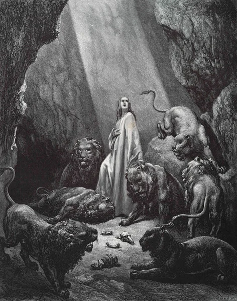 Daniel Het Leeuwenhol Illustratie Door Gustave Dore Uit Derde Editie — Stockfoto