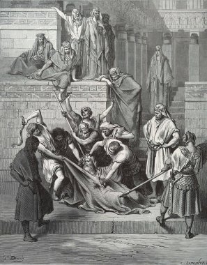 Eleazar 'ın şehidi. Illustration by Gustave Dore from the third edition of the Bible translated by Ludwig Philippson, 1870, Stuttgart, Germany. Orijinal çizimler 1850-1853 döneminde yapılmıştır..