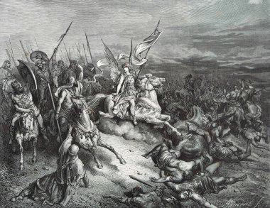 Maccaber Meleği. Illustration by Gustave Dore from the third edition of the Bible translated by Ludwig Philippson, 1870, Stuttgart, Germany. Orijinal çizimler 1850-1853 döneminde yapılmıştır..