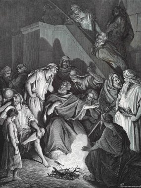 Peter 'ın Uzunluğu. Illustration by Gustave Dore from the third edition of the Bible translated by Ludwig Philippson, 1870, Stuttgart, Germany. Orijinal çizimler 1850-1853 döneminde yapılmıştır..