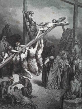 Taç artar. Illustration by Gustave Dore from the third edition of the Bible translated by Ludwig Philippson, 1870, Stuttgart, Germany. Orijinal çizimler 1850-1853 döneminde yapılmıştır..