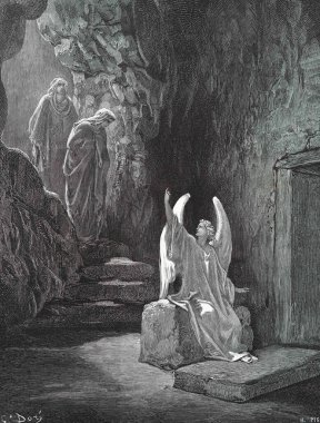Diriliş. Illustration by Gustave Dore from the third edition of the Bible translated by Ludwig Philippson, 1870, Stuttgart, Germany. Orijinal çizimler 1850-1853 döneminde yapılmıştır..