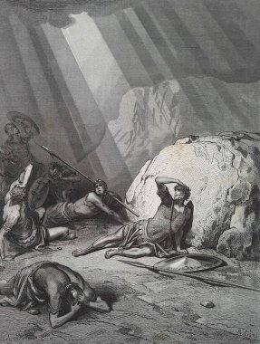 Saul 'un dönüşümü. Illustration by Gustave Dore from the third edition of the Bible translated by Ludwig Philippson, 1870, Stuttgart, Germany. Orijinal çizimler 1850-1853 döneminde yapılmıştır..
