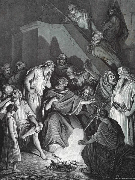 Wydłużenie Piotra Ilustracja Gustave Dore Trzeciego Wydania Biblii Przetłumaczonego Przez — Zdjęcie stockowe