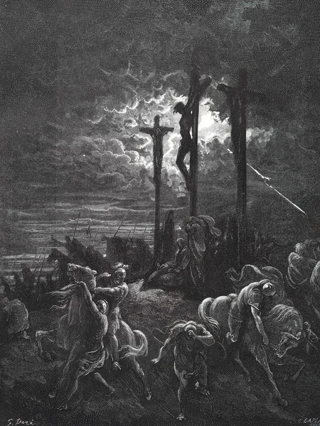 Darkness Crucifixion Illustration Gustave Dore Third Edition Bible Translated Ludwig — Stock Photo, Image