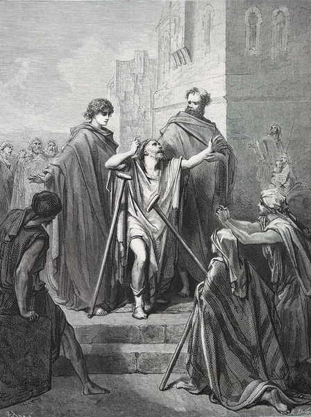 Peter Und Johannes Der Schönen Pforte Illustration Von Gustave Dore — Stockfoto