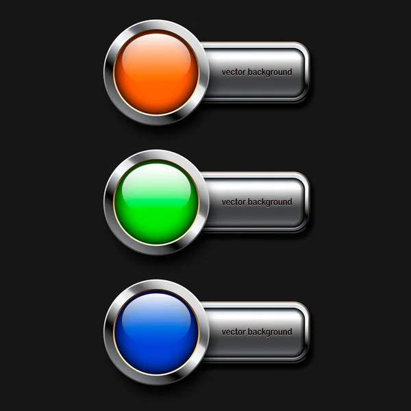 Three color buttons — Stock Vector