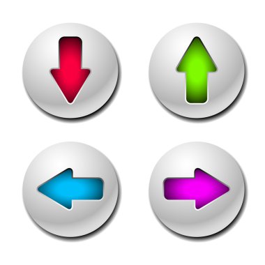 dört beyaz düğmeleri renkli oklar