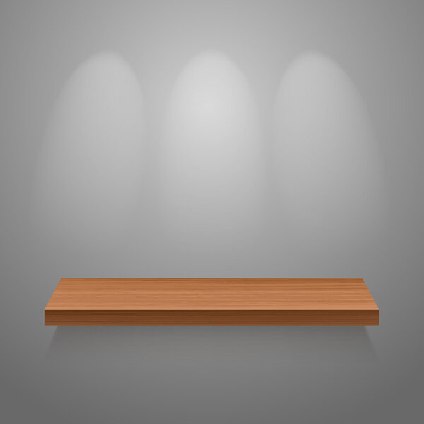 Wooden empty shelf