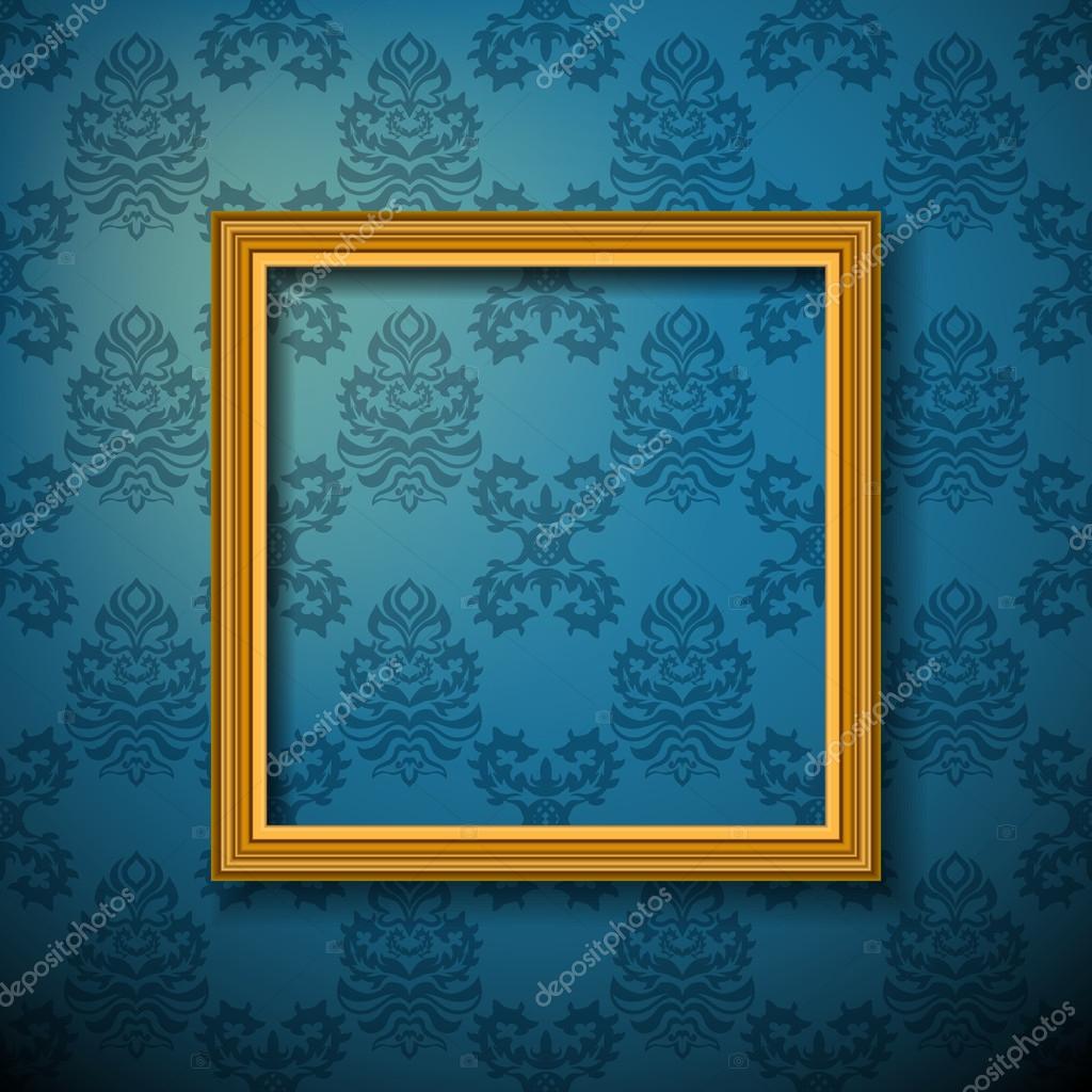 Picture frame on wallpaper background Stock Vector Image by