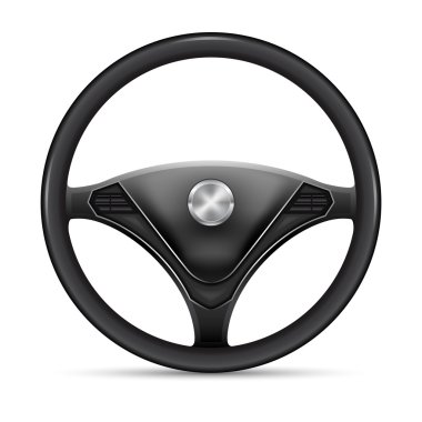 Steering wheel on a white clipart